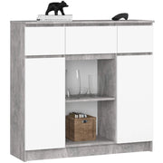 Cassettiera AKORD K100 Cemento 101 cm 2 ante 3 cassetti inserto frontale Bianco 101x35x98 cm