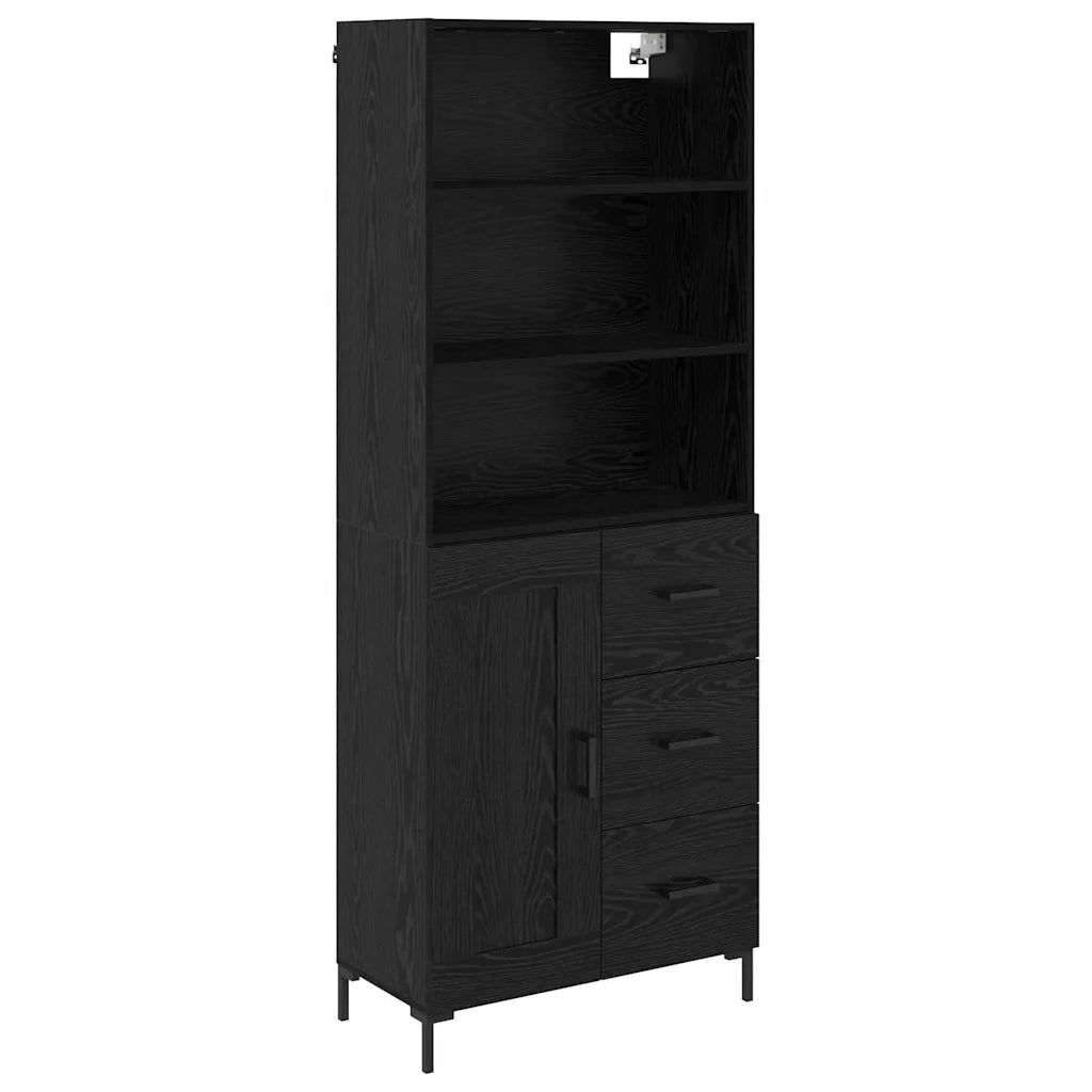 Credenza-Buffet-Armadio da cucina Rovere Nero 69,5 x 34 x 180 cm Legno multistrato 340760