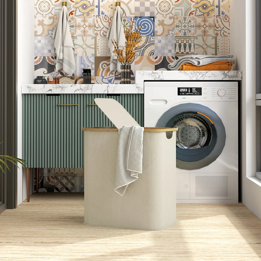 Cestino per bucato pieghevole 80L ¨C Minimal ¨C beige