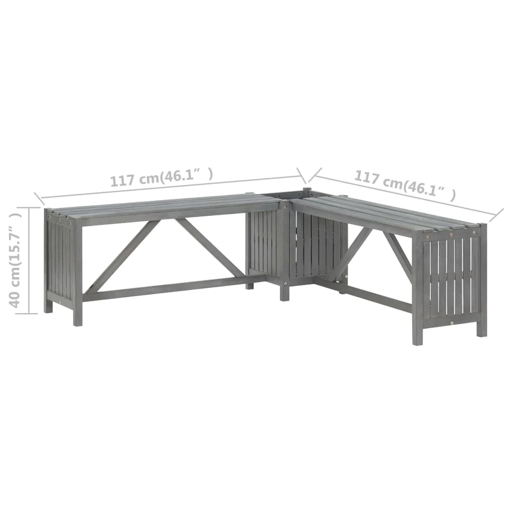 Panca da giardino mobili da esterno per patio angolo da giardino terrazza e fioriera 117 cm legno di acacia grigio 02_0011129