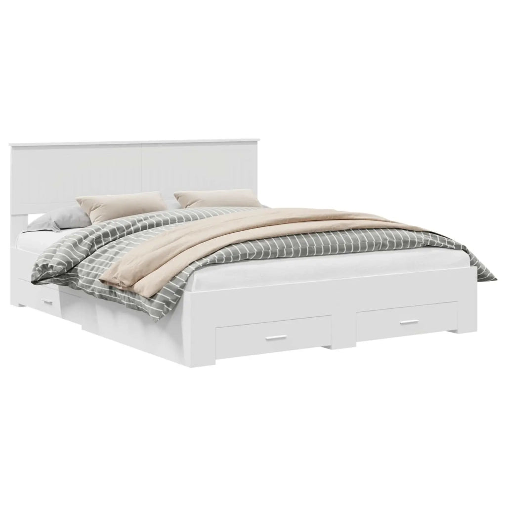 Struttura del letto-Giroletto-Rete del Letto Bianco 160 x 200 cm Legno multistrato 225676