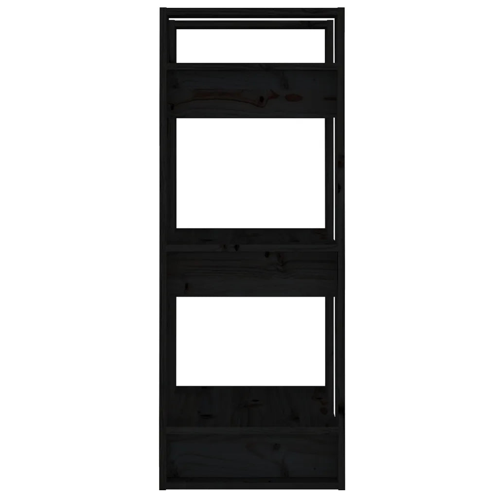 Libreria/Divisorio Nero 41x35x91 cm in Legno Massello di Pino 813863