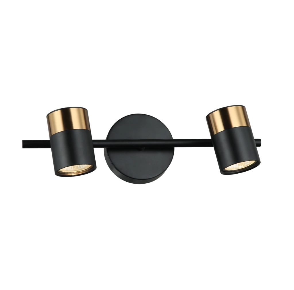 Applique moderna nero ottone 2 spot GU10 ELICE Italux