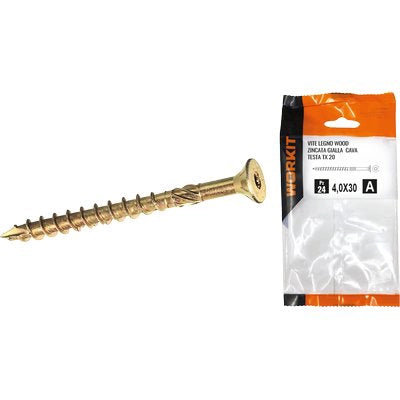 VITE LEGNO WOOD SELF WORKIT - ZINCATA GIALLA CAVA TX25 MM 5,0X80 CF=PZ 6- 5 confezioni