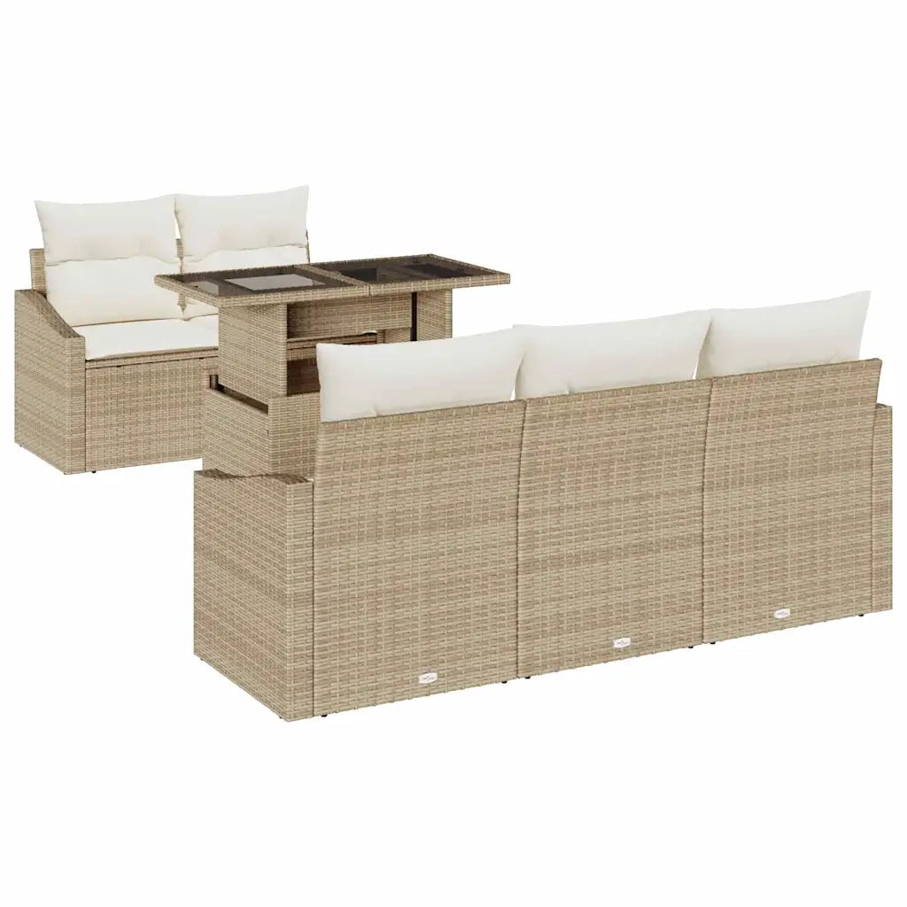 Set Divano da Giardino 6 pcs Beige Poly Rattan 3357654