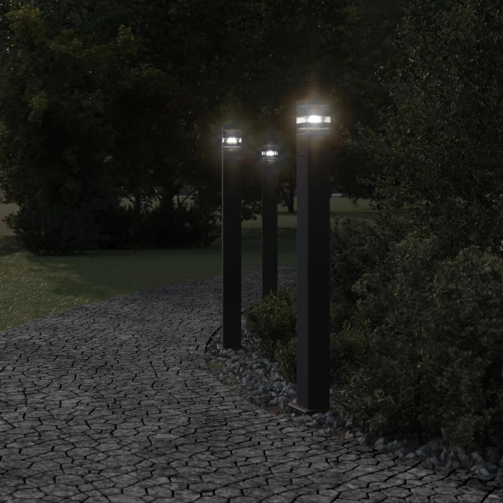 Lampada da terra per esterni con portalampada in alluminio nero da 110 cm 02_0042528