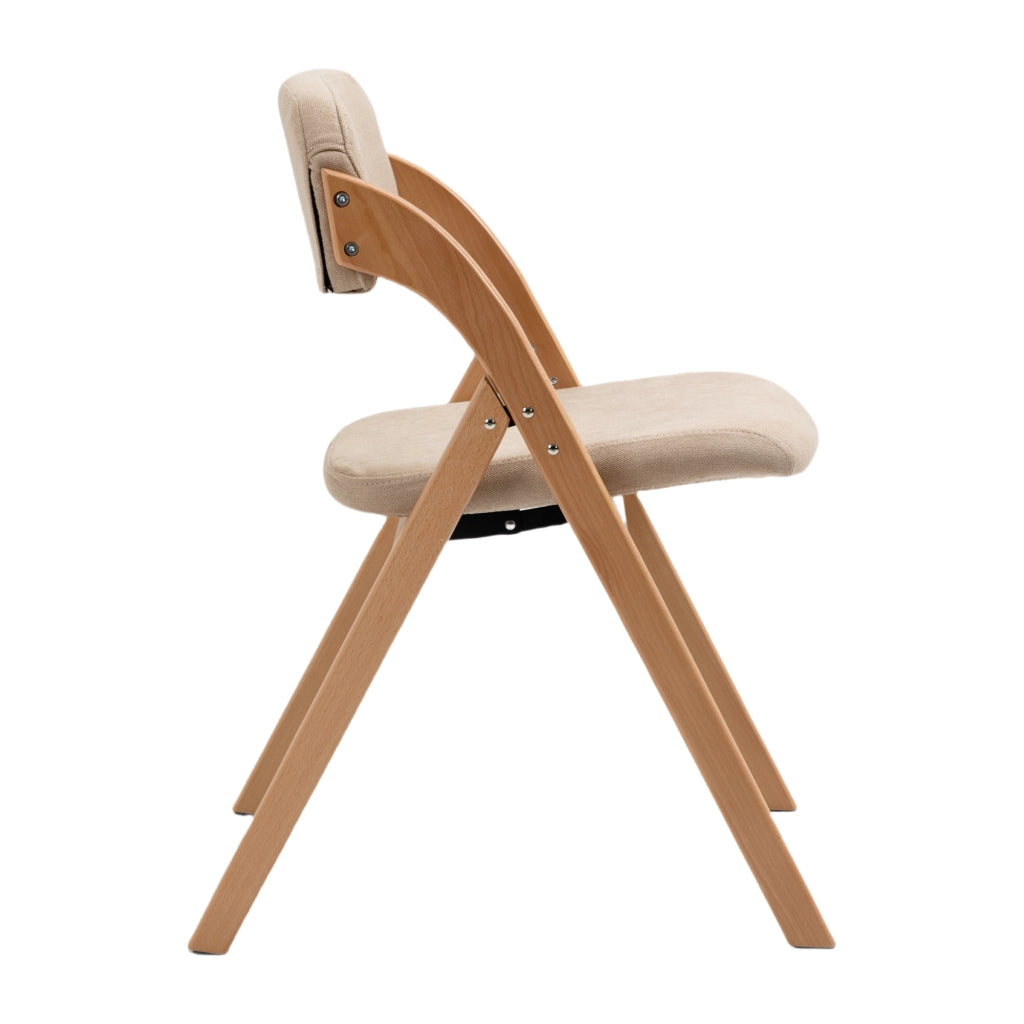 Chaise pieghevole set da 2 con seduta imbottita e fodera rimovibile in legno massello per cucina e ospiti kaki