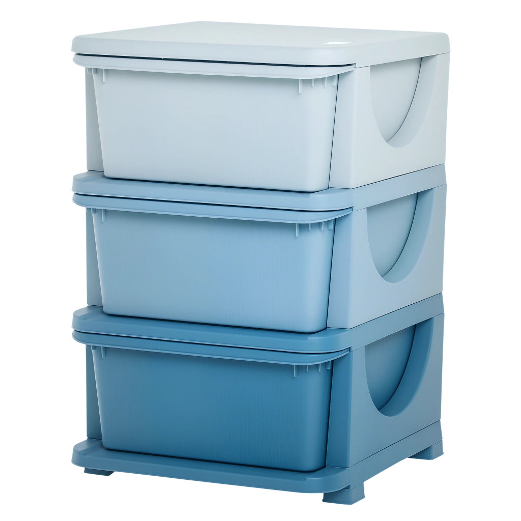 Cassettiera 6 Cassetti per Bambini 3-6 Anni con Bordi Arrotondati, Mobile Portagiochi in PP, 37x37x56.5cm, Blu