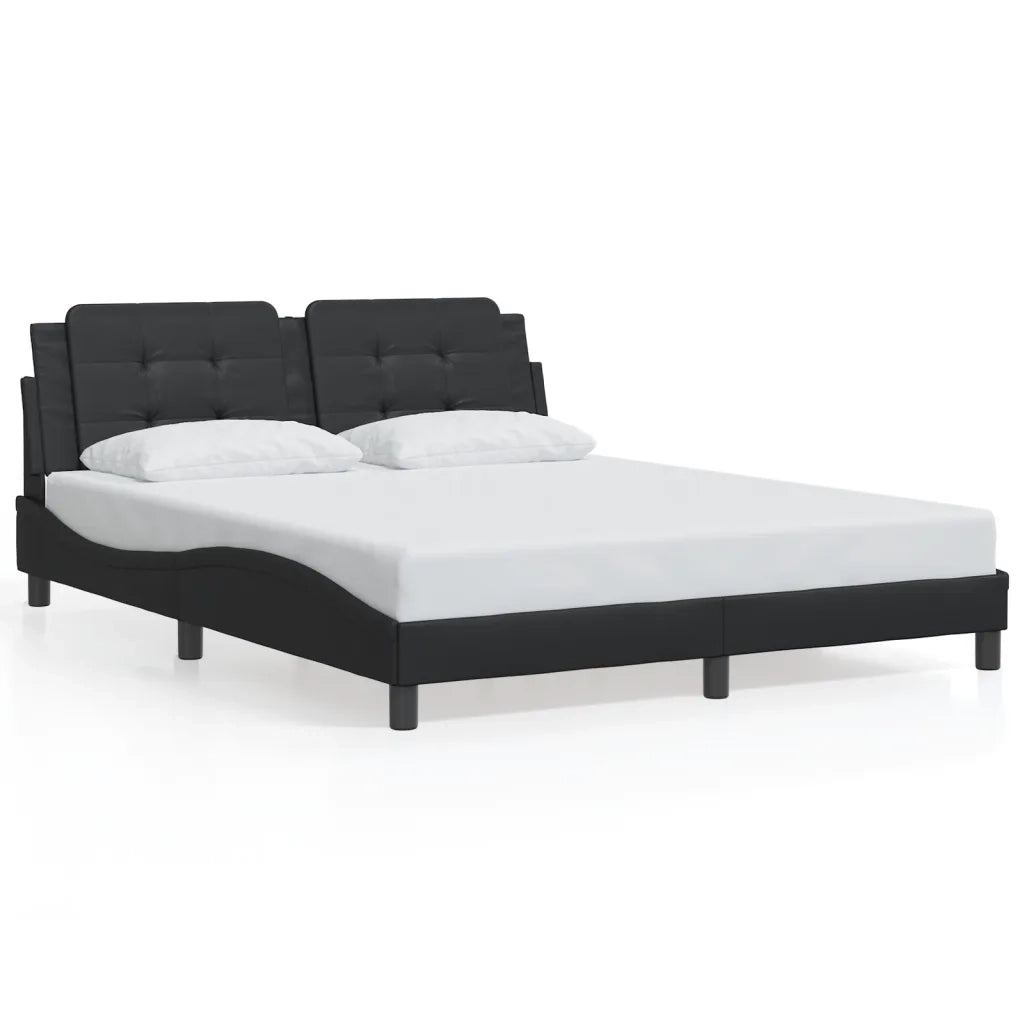 Letto matrimoniale | Letto per adulti | Giroletto con LED senza Materasso Zadar Nero 160x200 cm