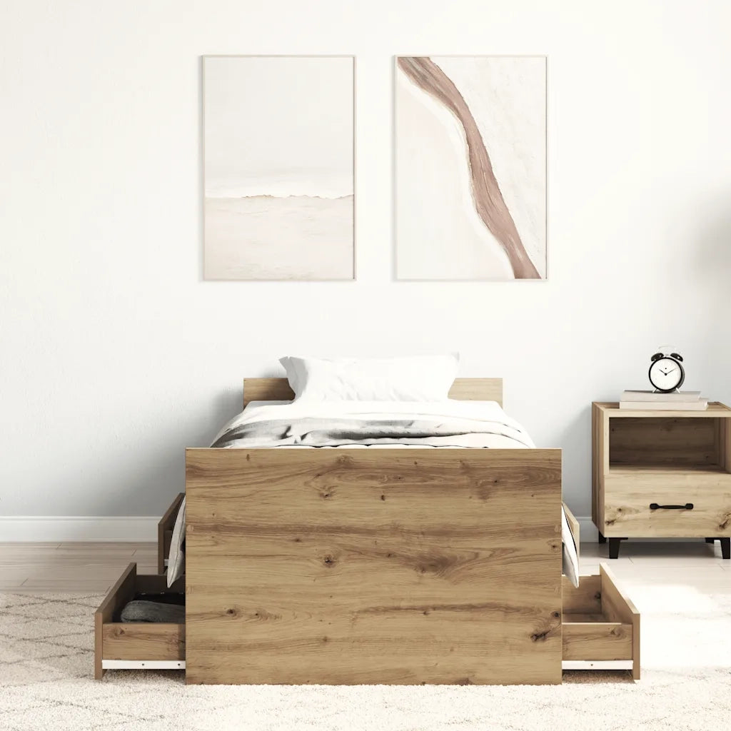 Giroletto senza Materasso-Struttura Letto Rovere Artigianale 100x200cm 761035