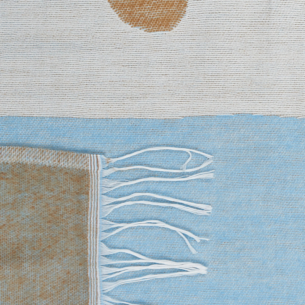 Coperta beige e blu misto poliestere e acrilico 130 x 170 cm Motivo decorativo astratto