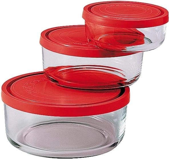 SET 3 CONTENITORI ERMETICI DA CUCINA REALIZZATI IN VETRO 11/15/18 CM