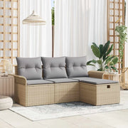 Set Divano da Giardino con cuscino 4 pz-Sofa da Giardino-Divanetto da esterno Beige Poly Rattan 872756