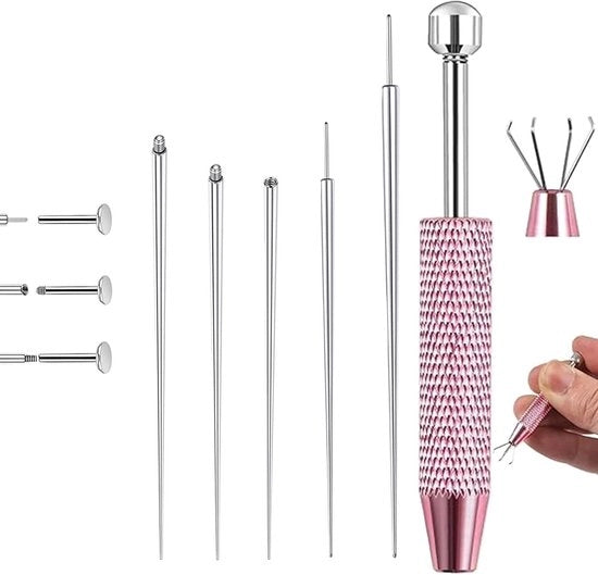 Set di punzoni per piercing 6 pezzi con apripunzoni e attrezzi di scambio per orecchie e naso.