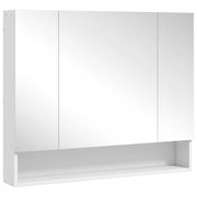 Armadietto da Bagno 90x15x75 cm con Specchio 3 Ante Soft Close e Ripiani Regolabili in MDF Bianco