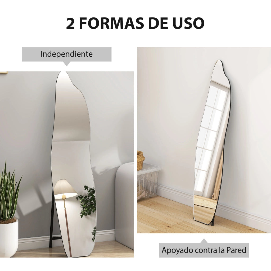 Specchio da parete senza cornice ¨C Minimal ¨C 40x4x160 cm nero e argento