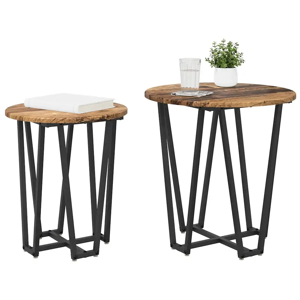 Set tavolini 2 pz | Tavolo laterale Legno Antico e Nero