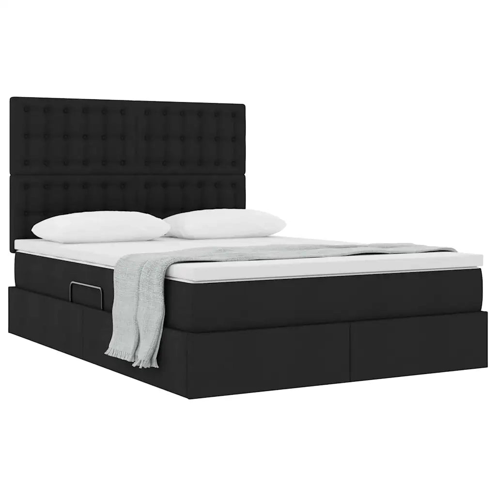 Letto con contenitore e materasso Nero 140 x 200 cm Poliestere 3371912