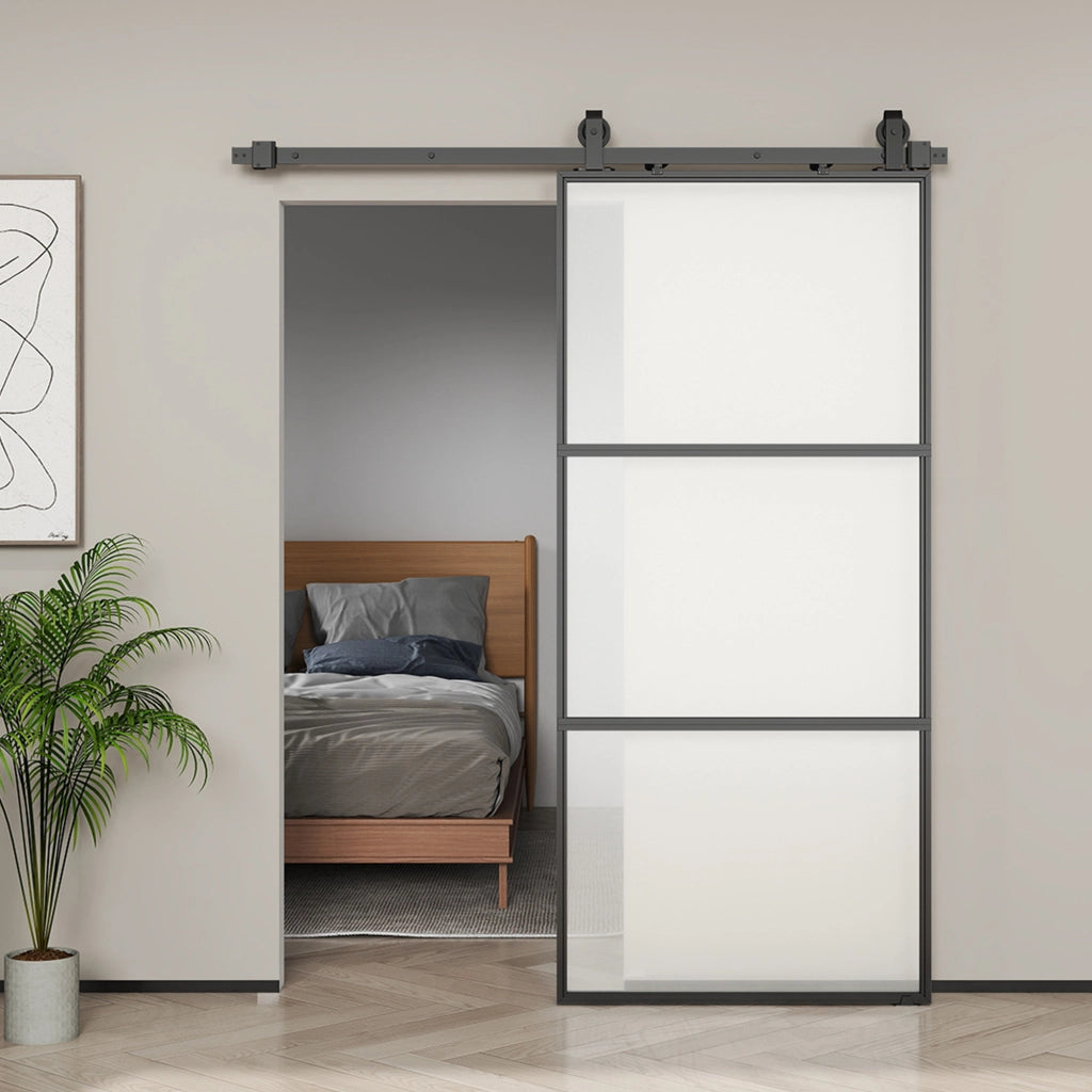 Anta scorrevole con vetro smerigliato ¨C Minimal ¨C Nero