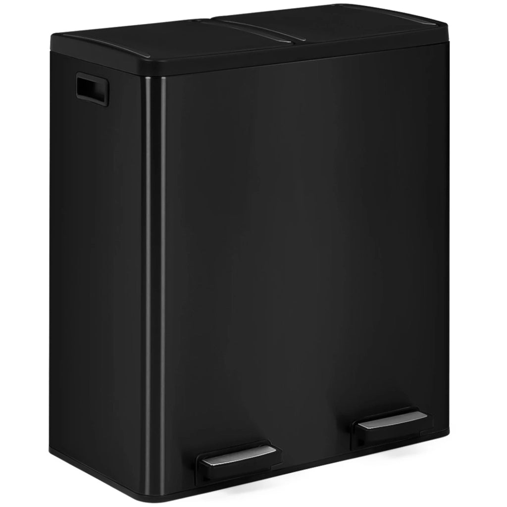IDMarket - Bidone da cucina a selezione selettiva 2 x 30L nero 2 secchi estraibili e pedali in metallo