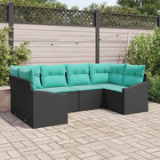 Set di divani con cuscino 6 pcs Nero polyrattan 3346866