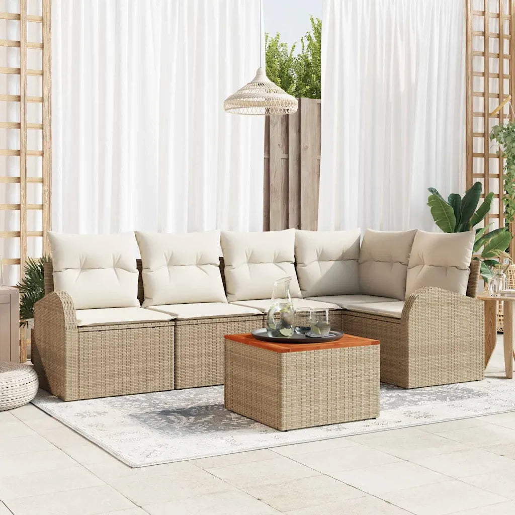 Set Divano da Giardino 6 pcs Beige e Crema polyrattan 3356251