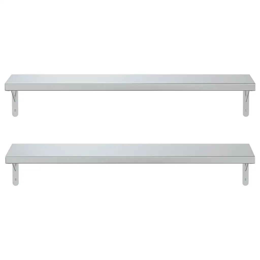 2 pz Mensole a Muro | Scaffale Parete | Ripiano a parete 100x23,5 cm Argento in Acciaio Inossidabile
