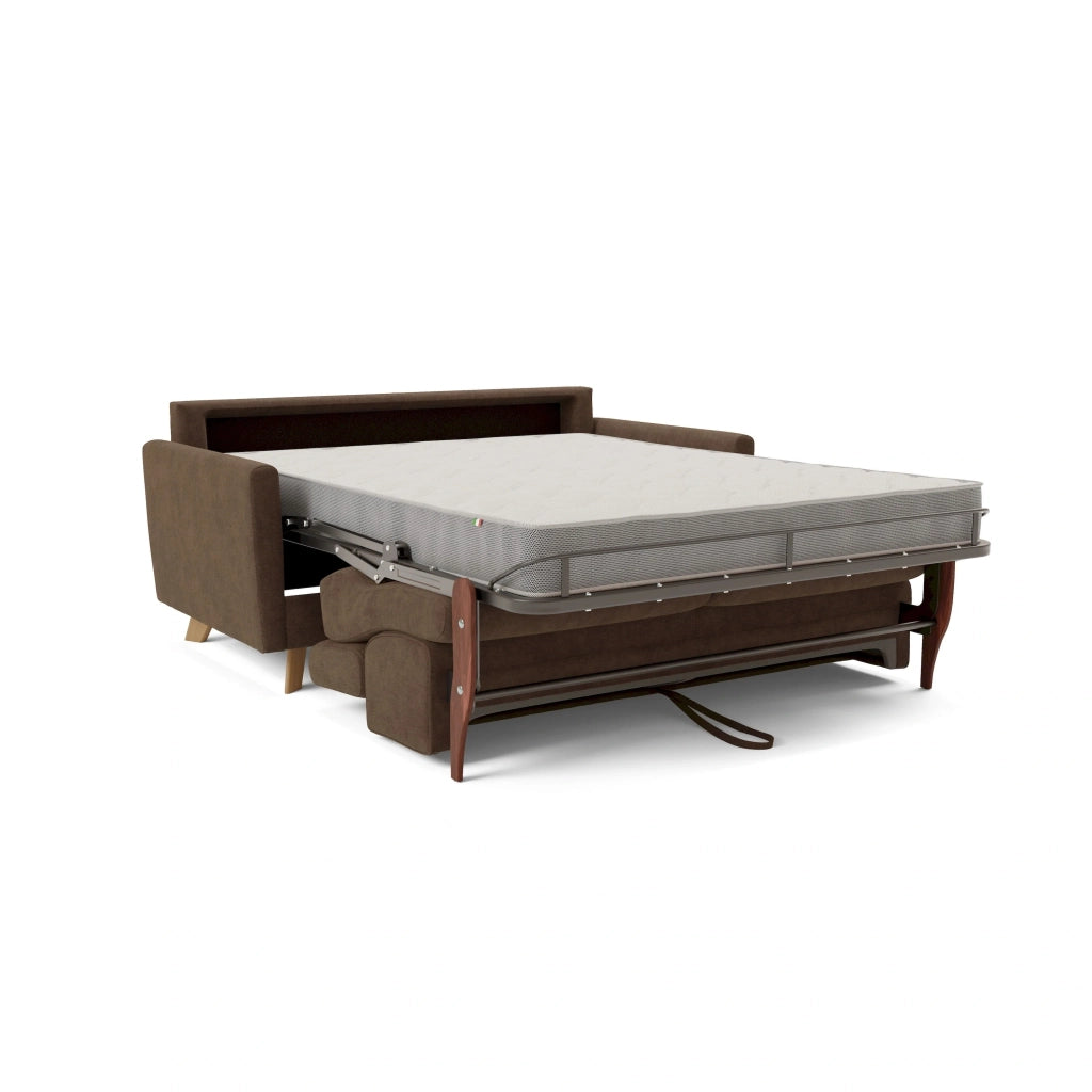 Francy Divano letto matrimoniale con poggiatesta regolabili in tessuto impermeabile e smacchiabile T17 160 cm (mat. 120x197) marrone