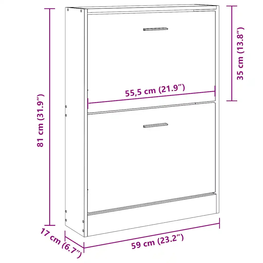 Scarpiera | Mobile per scarpe Grigio Cemento 59x17x81 cm in Legno Multistrato