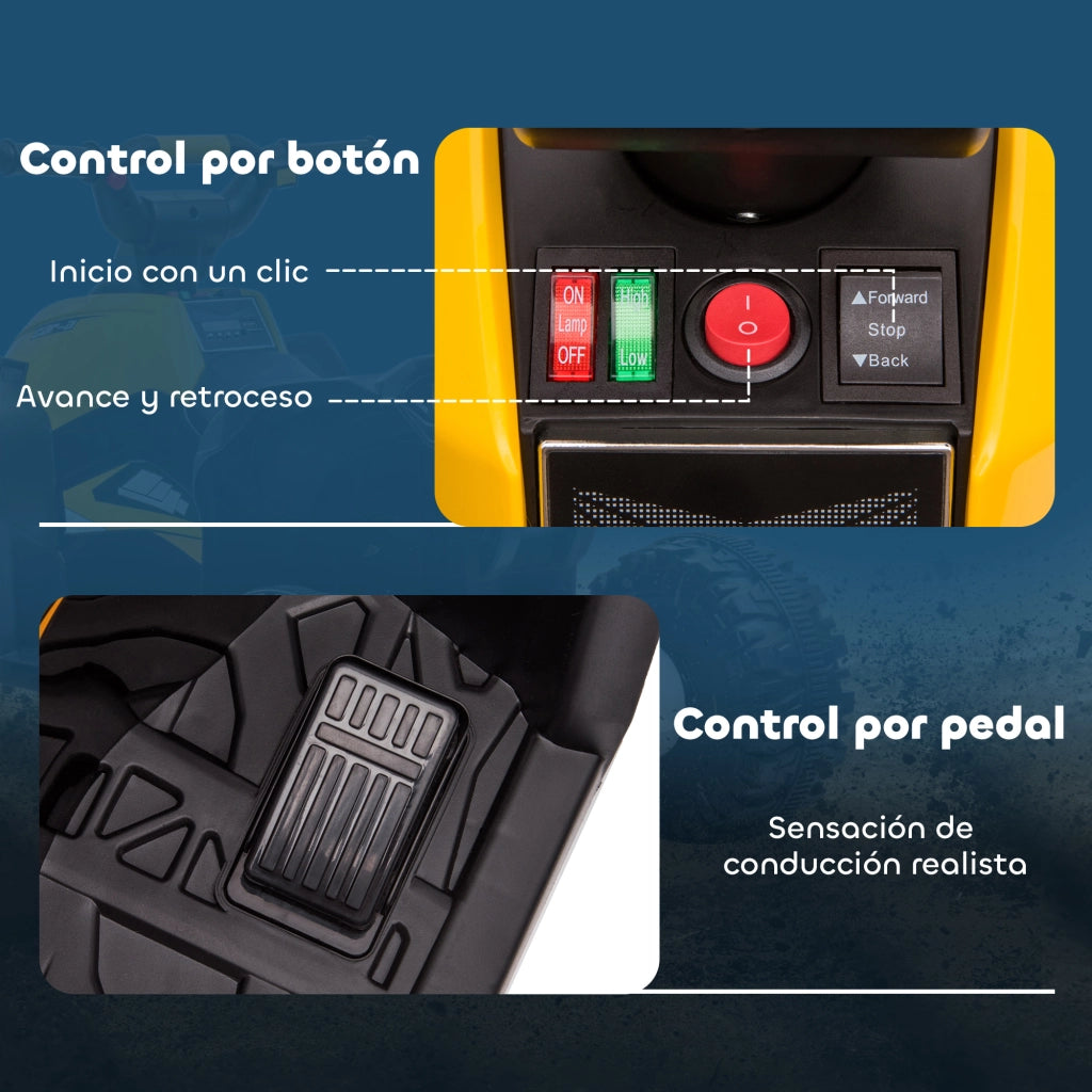 Quad Elettrico per Bambini 3-5 Anni ¨C Xylo ¨C 12V 2 Motori Giallo 83x53x55,5 cm