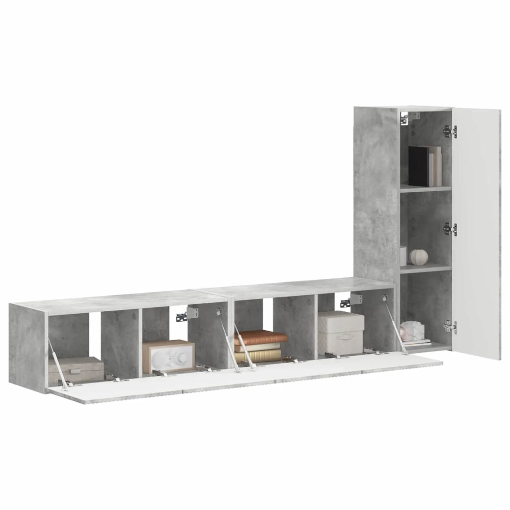 Set mobile TV 3 pz | Armadietto TV | Mobile Porta TV Grigio cemento Legno multistrato