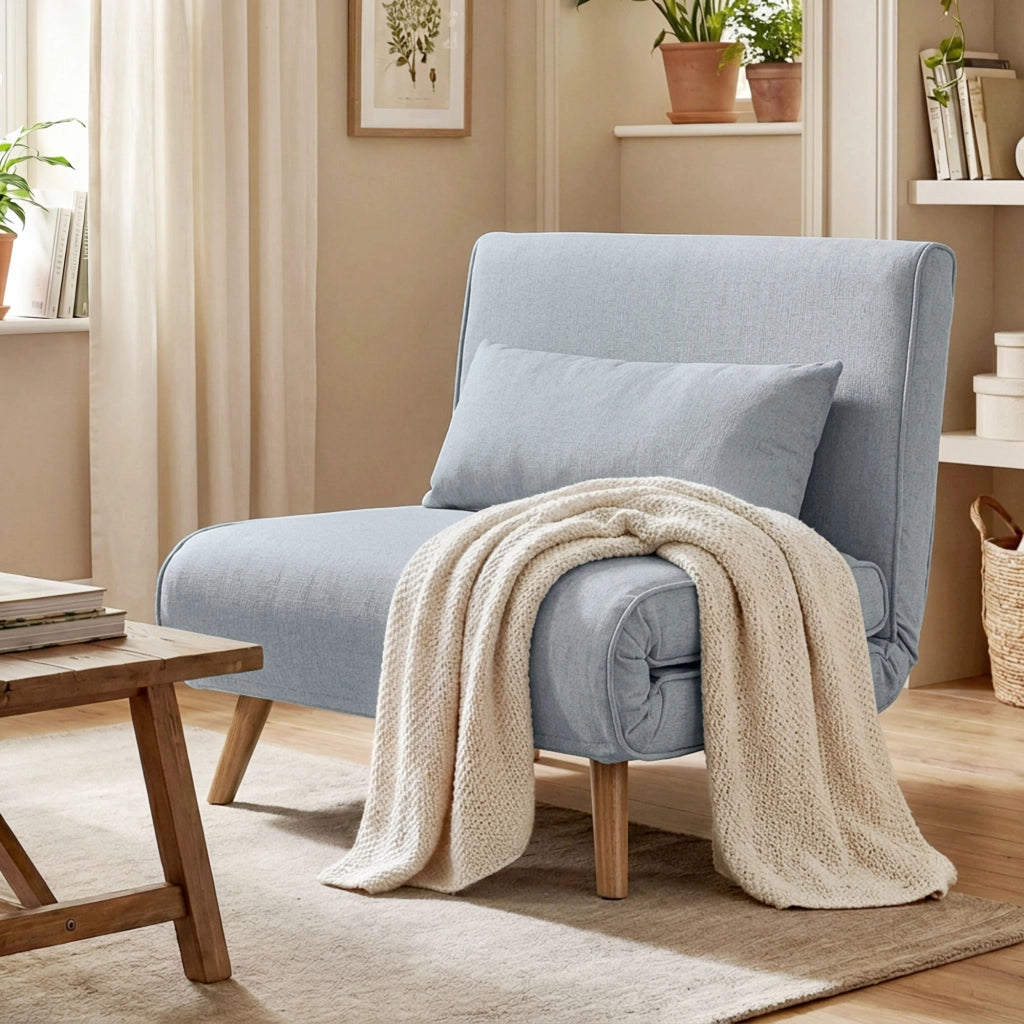 Poltrona letto 1 posto ¨C Zephmum ¨C Grigio con tessuto e cuscino