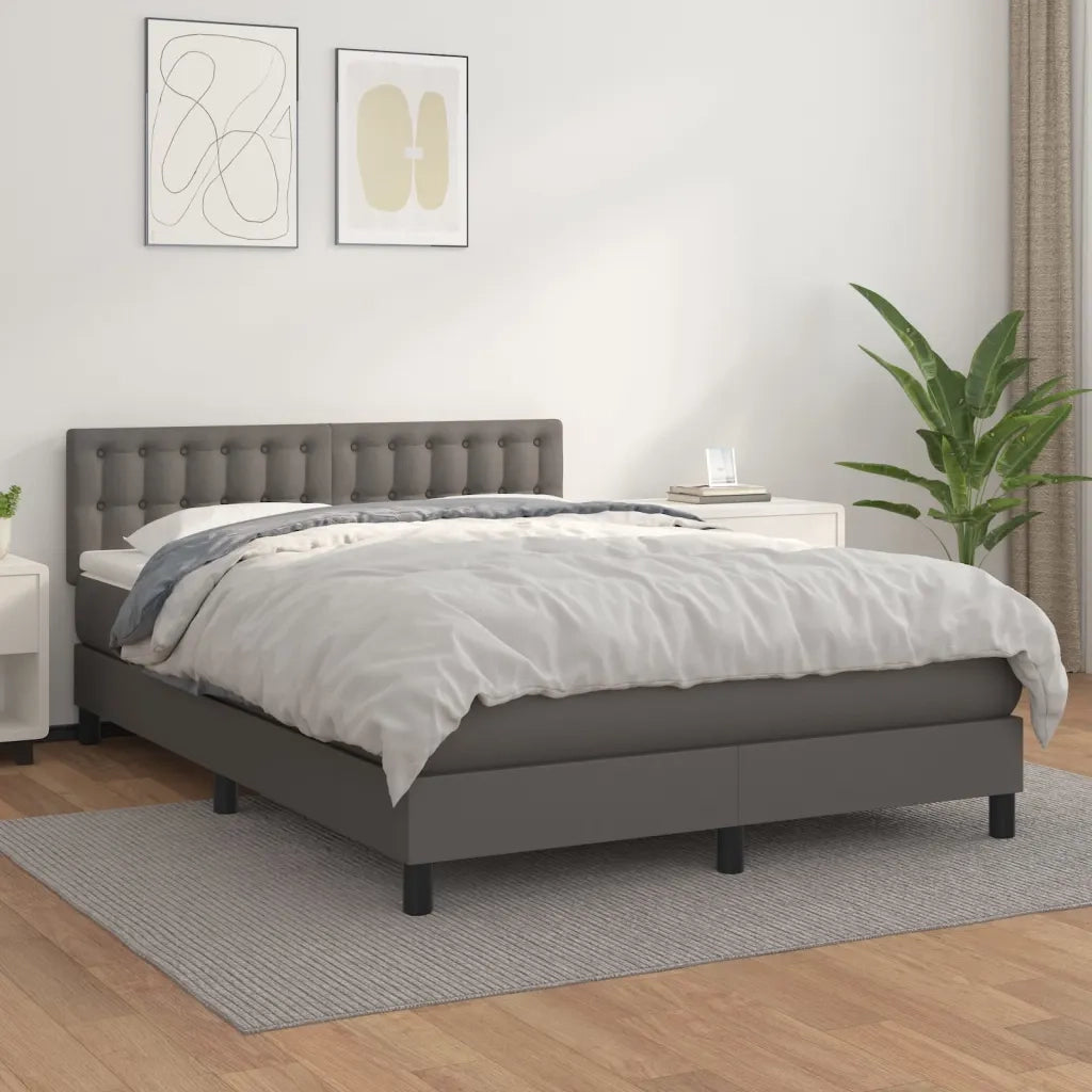 Giroletto a Molle con Materasso Grigio 140x190 cm in Similpelle 3141123