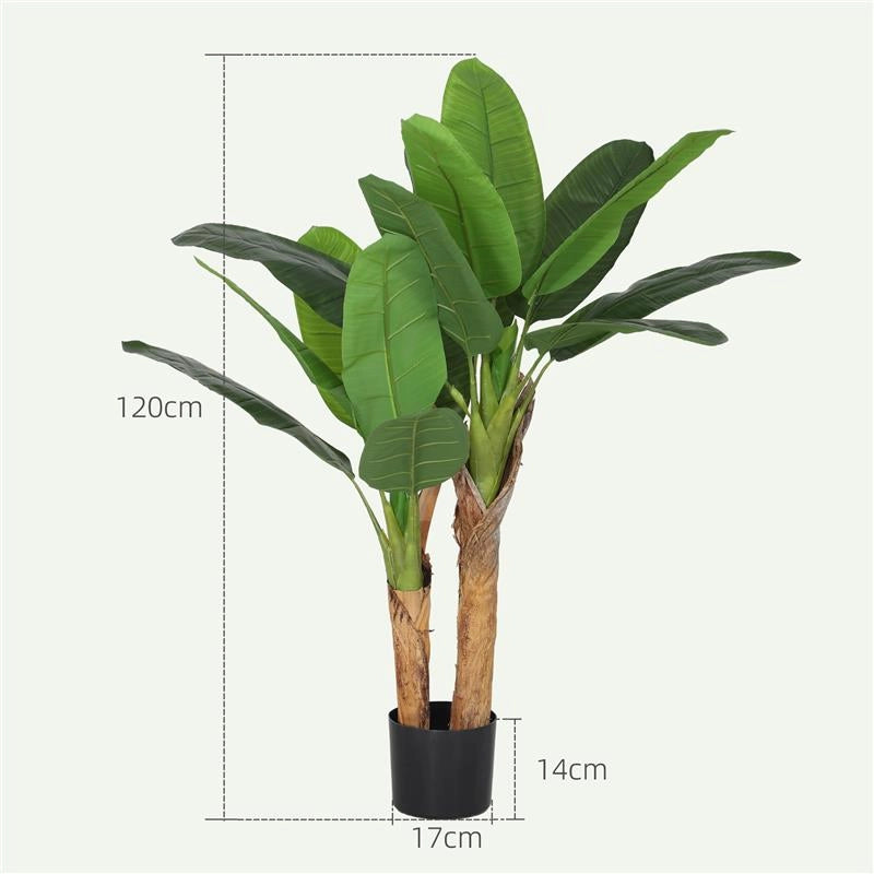 PIANTA ARTIFICIALE DI BANANO ALTA 120 CM CON VASO INCLUSO PER INTERNI VERDE