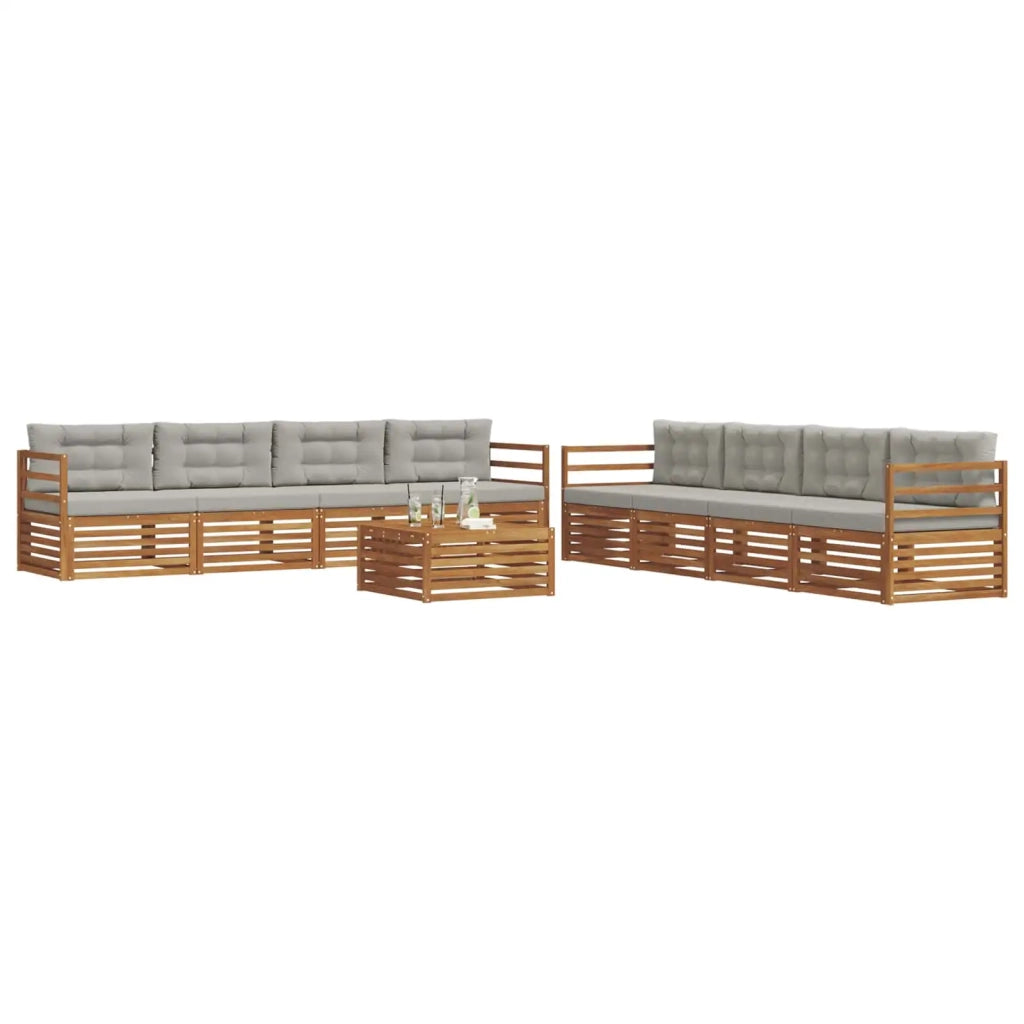 Set di divani da esterno 9 pcs Grigio Naturale e Chiaro 3373201