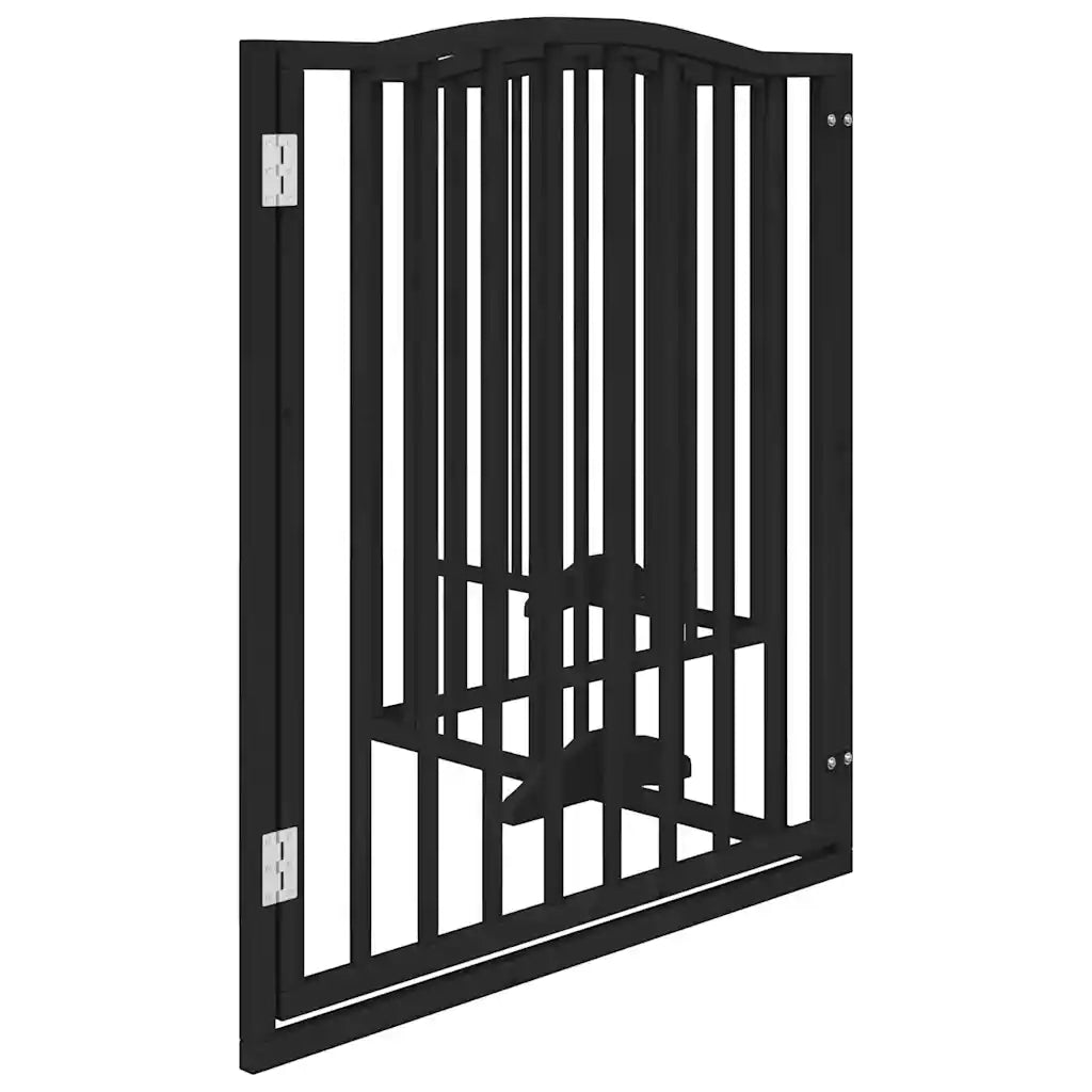 Cancello per Cani Porta Pieghevole Nero 4 Pannelli 320cm Pioppo 352227