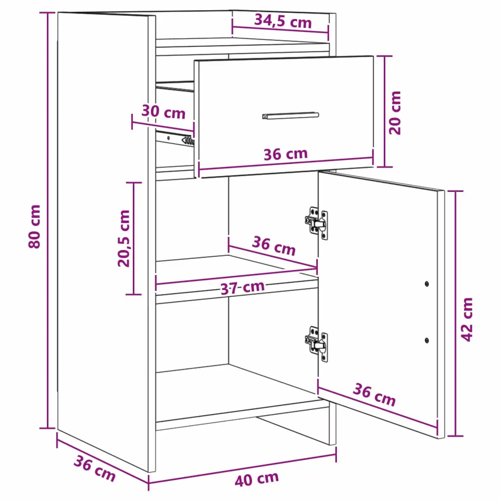 Credenza Rovere Nero 40 x 36 x 80 cm Legno ingegnerizzato 8011084