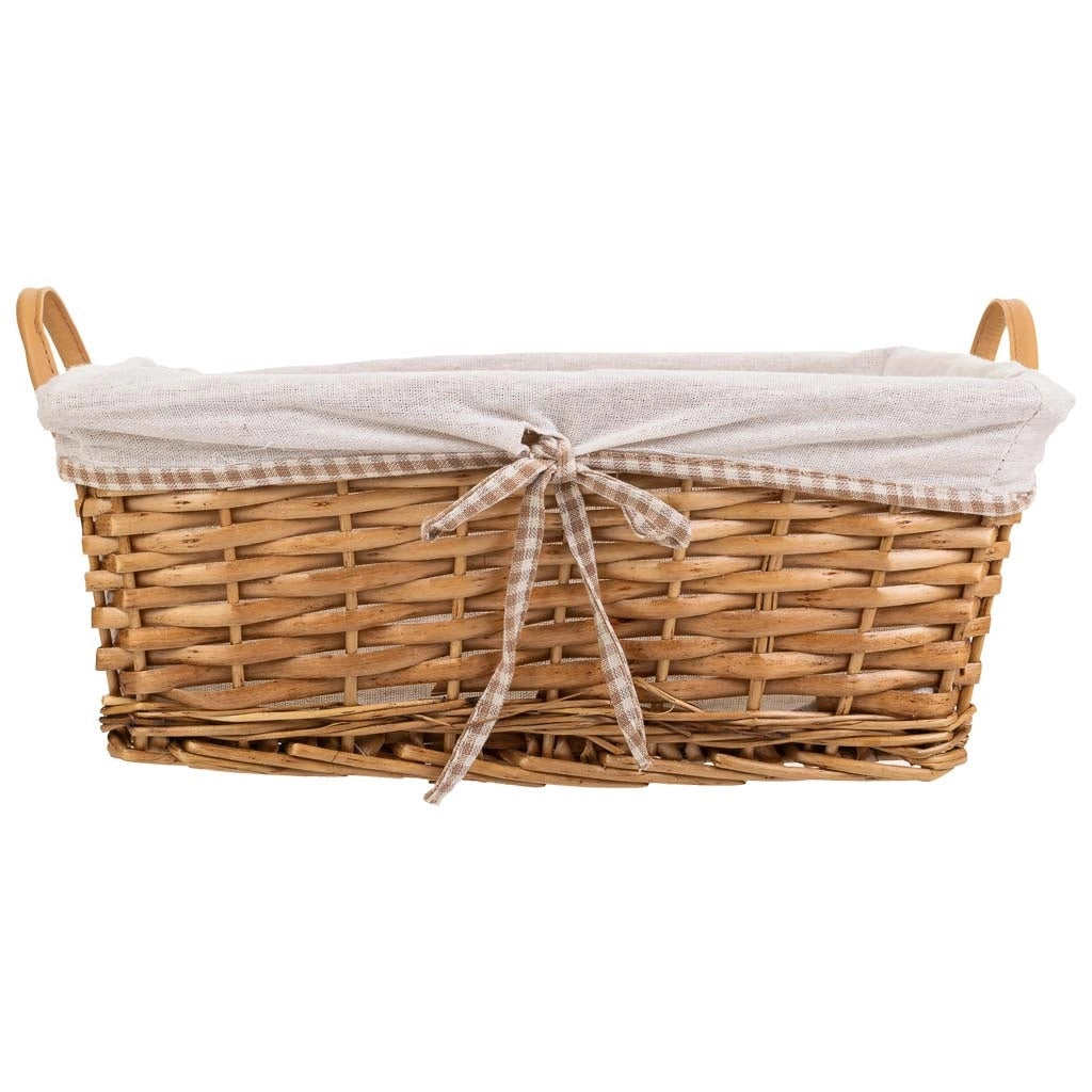 Set di 3 cestini in vimini foderati marroni