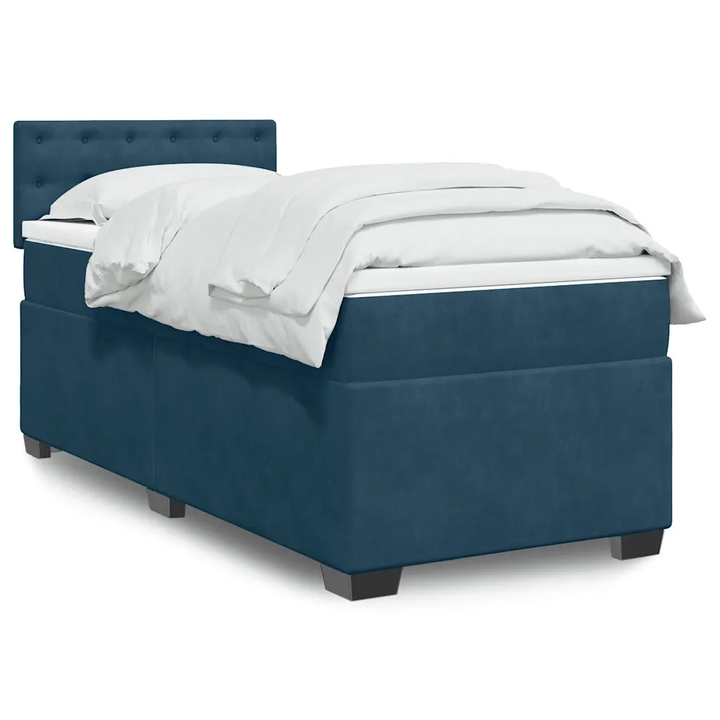 Letto singolo | Letto per adulti | Giroletto a Molle con Materasso Blu Scuro 80x200 cm in Velluto