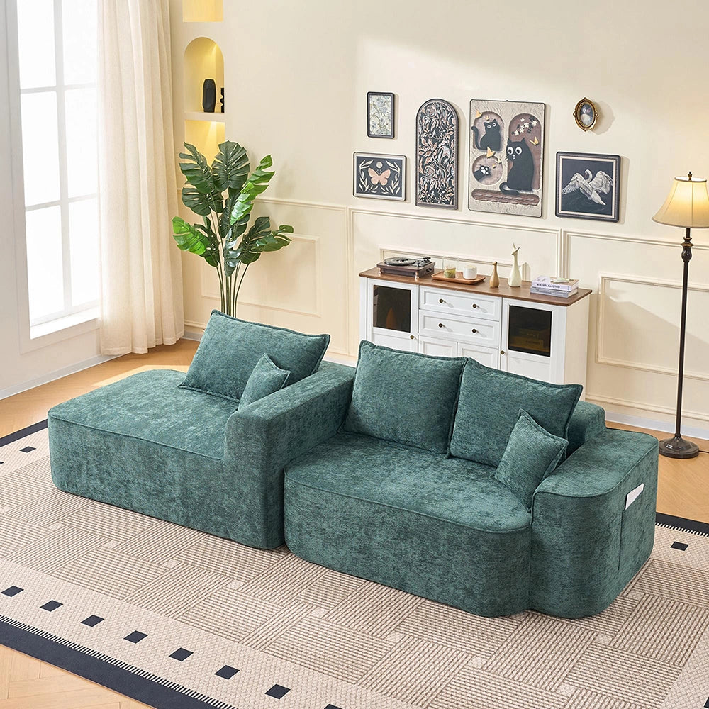 Divano angolare Cloud Couch - Xylo - 262 cm - Verde - Con poltrona reclinabile e seduta XXL