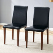 [Set di 2 sedie da pranzo minimaliste] Lusso leggero in stile europeo con finitura noce scuro: pelle PU nera + gambe in metallo effetto noce scuro. Si