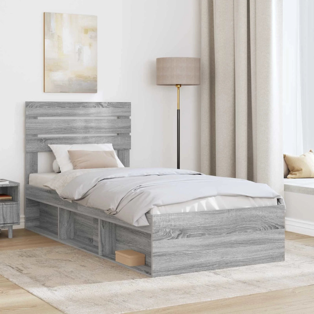 Struttura del letto-Giroletto Grigio Sonoma 90 x 200 cm Pino massello 112412