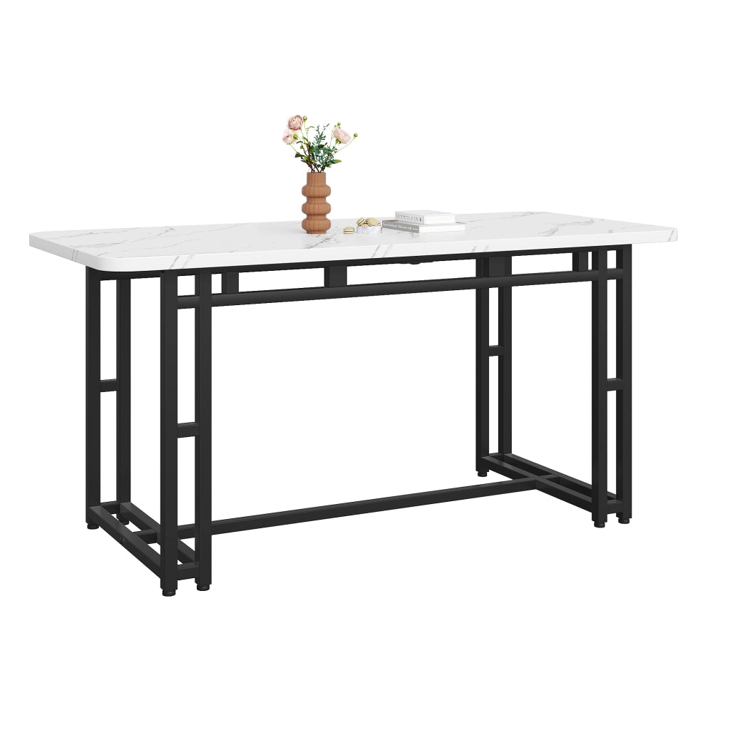 Tavolo da pranzo di lusso leggero 140x80 cm (1 pezzo), struttura in metallo, tavolo da pranzo rettangolare, tavolo da cucina moderno con gambe in meta