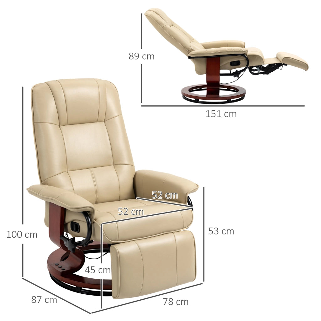 Poltrona Relax Reclinabile Massaggiante Elettrica ¨C Minimal ¨C Similpelle Creme 78x87x100 cm