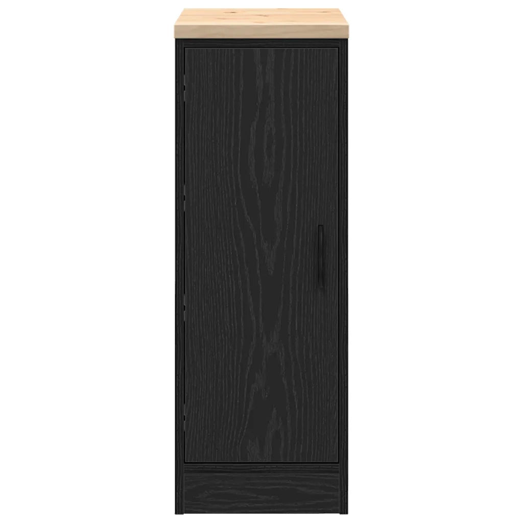 Armadietto da Garage Nero 30x51x85 cm in Legno Massello di Pino 860554