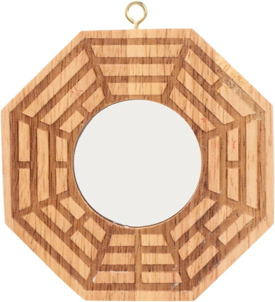 Specchio concavo in legno per Bagua cinese da esterni - Decorazione per la ricchezza e la fortuna