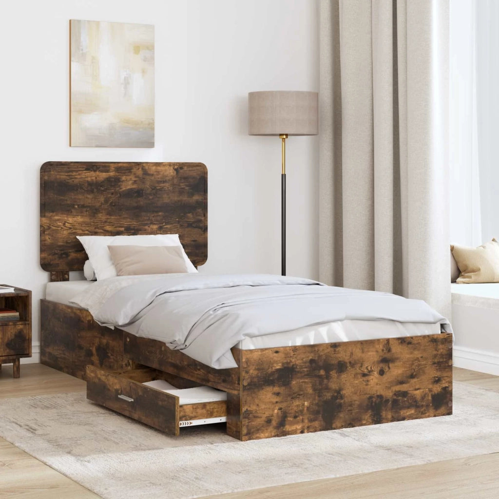 Struttura del letto-Giroletto Rovere fum¨¦ 90 x 190 cm Legno multistrato 707514