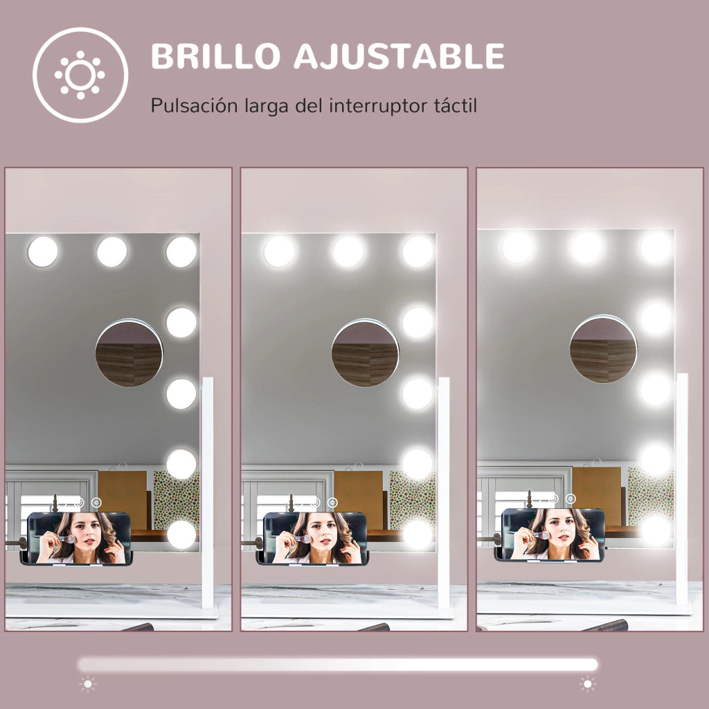 Specchio da Trucco con Luce ¨C zephmum ¨C Bianco 30x40 cm