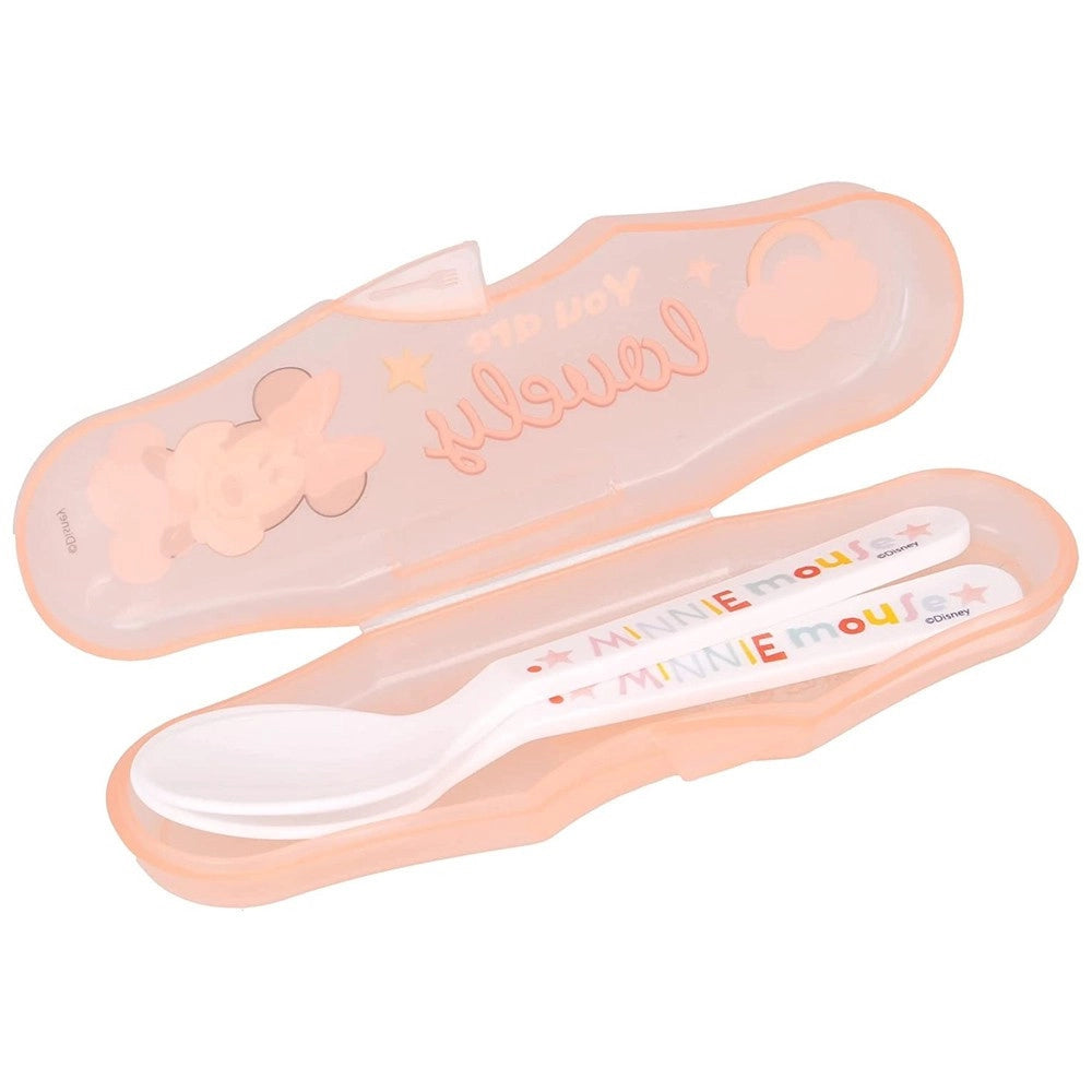 Trade Shop - 2 Cucchiai Per Bambini Prima Pappa Minnie Mouse Rosa Con Astuccio Per Bambini -
