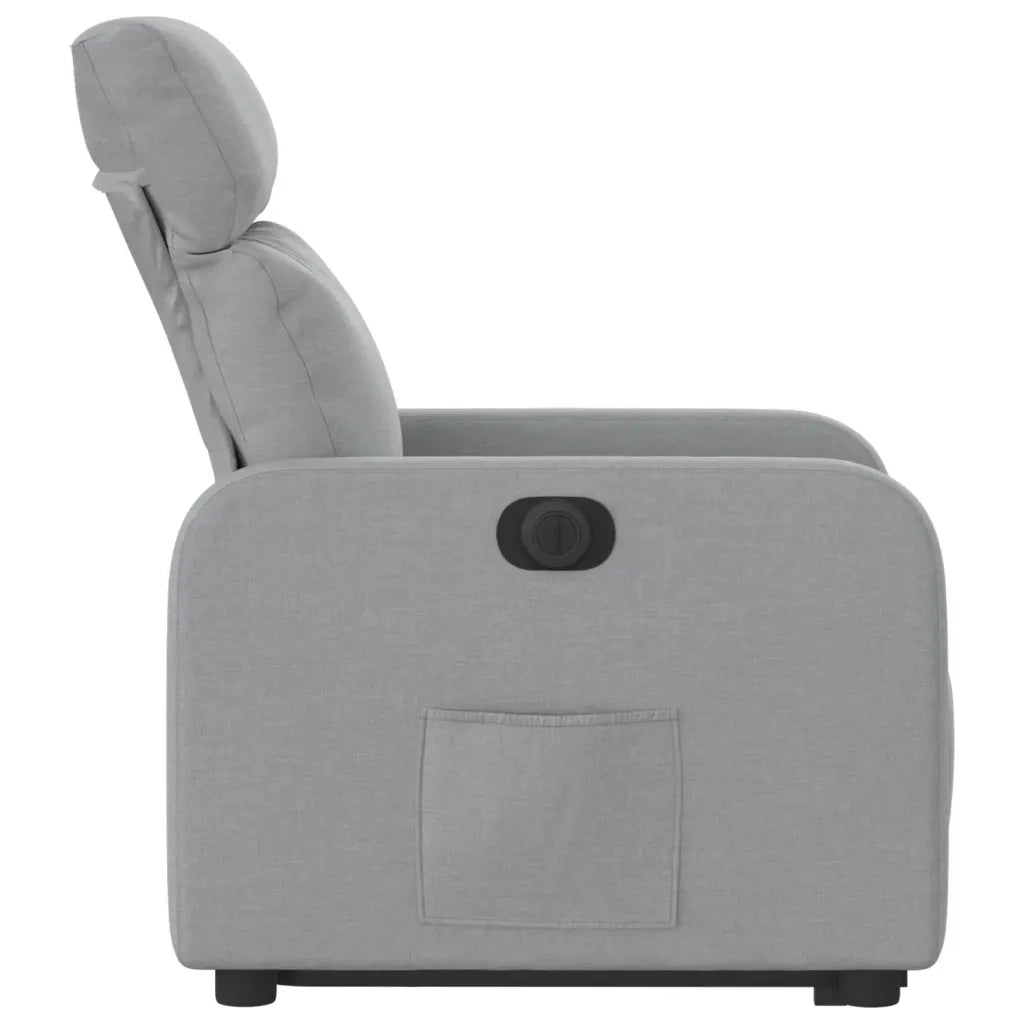 Poltrona | Sedia Relax Reclinante Alzapersona Elettrica Grigio Chiaro Tessuto